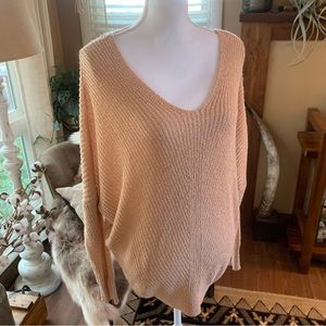 Peach Pink Orange Knit Long Sleeve Sweater Top
